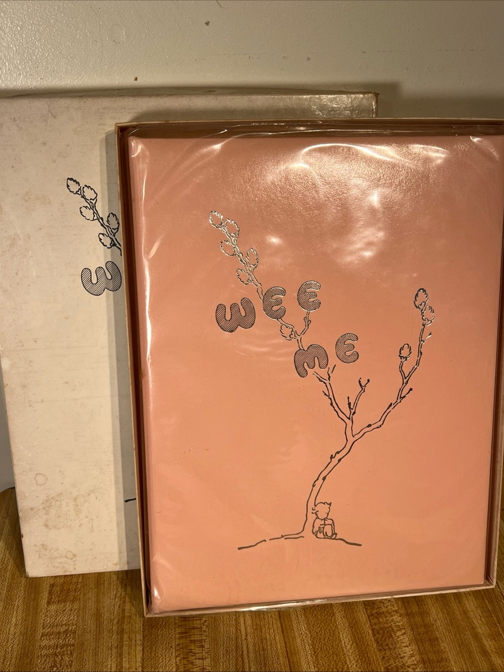Vintage Gibson Baby Book Wee Me Record Memory Pink Leather B 322 NIB